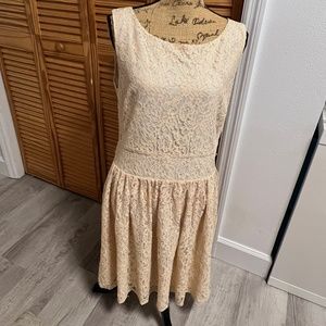 LOFT Sleeveless Peach Lace Dress - Size 14